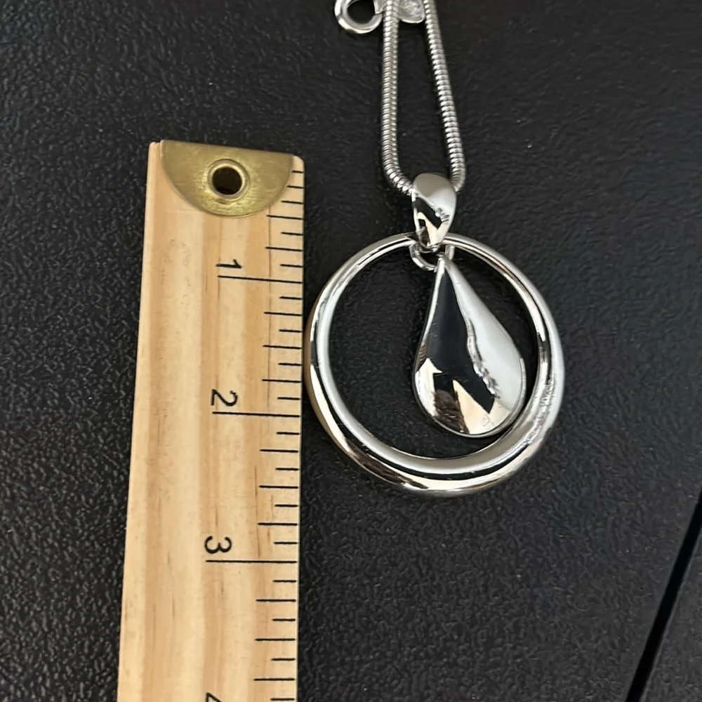 Chicos Silver Tone Slider Pendant Geometric Classy Necklace